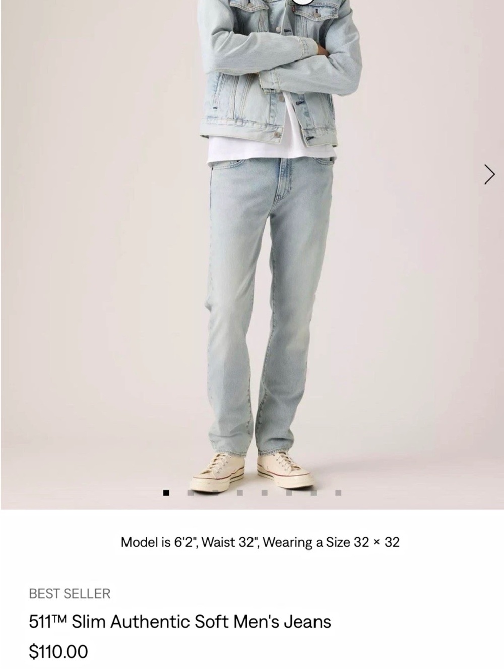 Levi's Men’s Slim Fit Light Wash Blue Denim Jeans Mid Rise 5-Pocket